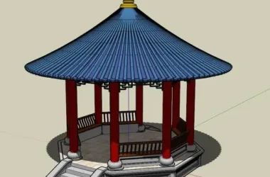 SketchUp Model: Chinese-Style Garden Pavilion Design-BIM WORLD