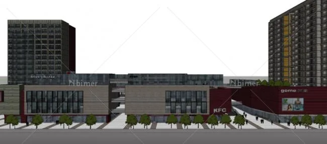Sketchup Complex Model | Multi story High rise Mixed use Complex, Commercial Pedestrian Street, Modern Style