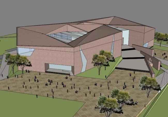 Modern Multi-Story Cultural Center and Exhibition Hall in SketchUp