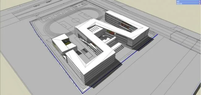 Sketchup School Model | Multi story Elementary School, Campus Educational Architecture, Modern Style
