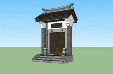 SketchUp Material Model: Chinese-Style Gate Architectural Component-BIM WORLD