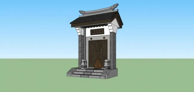 Sketchup Material Model | Gate, Chinese Style, Architectural Components