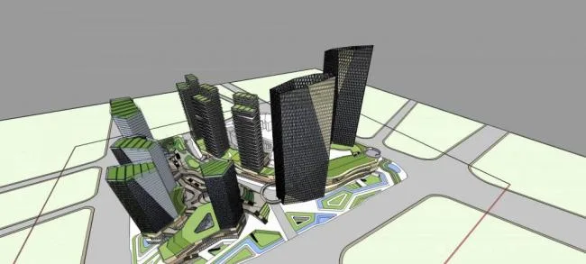 Sketchup Complex Model | Super high-rise urban commercial complex, hotel office, commercial podium, modern style