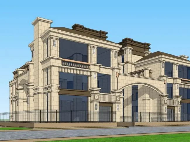 Sketchup Villa Model | Stacked Double Villa, Classical Style