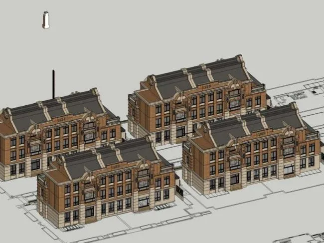 Sketchup Villa Model | Multi row Villa, European Classical Style