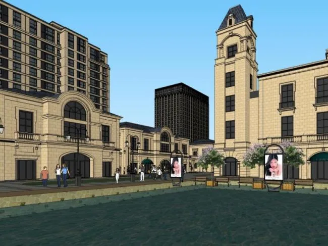Sketchup Complex Model | Multi story Commercial Complex, Residential, Office, Classical Style
