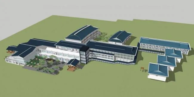 Sketchup Hotel Model | Multi story Resort Hotel, Chinese Style