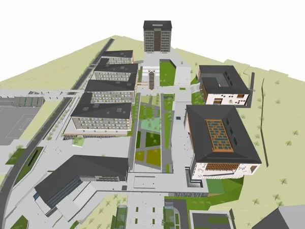 Multi-Story Campus Model of Kunming Industrial Vocational and Technical College in Modern Chinese Style