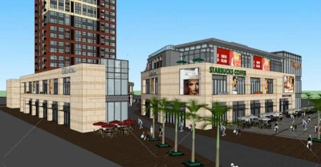 Sketchup Complex Model | Commercial Complex, High Rise Residential, Ground Floor Commercial, Modern Style
