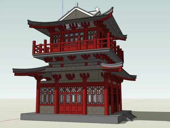 Sketchup Ancient Architecture Model | Multi story Tang Dynasty Attic, Chinese Style, Ancient Architecture