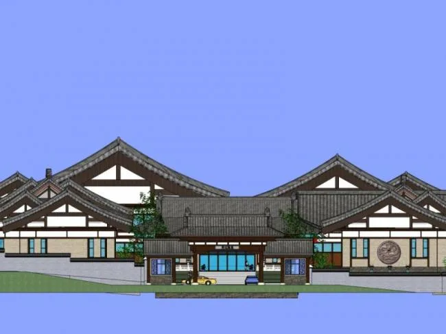 Sketchup Office Model | Low rise Office Building Complex, Chinese Style