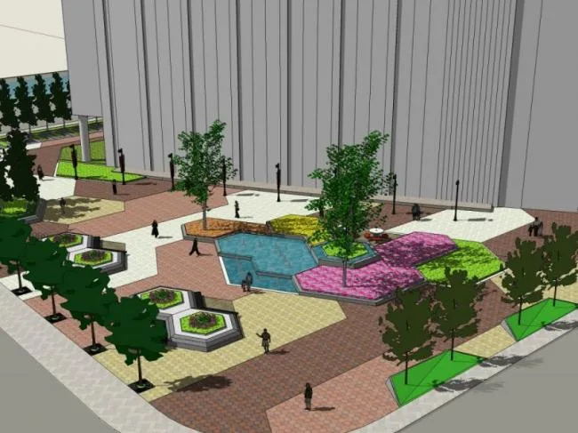 Sketchup Landscape Model | Square Landscape, Modern Style