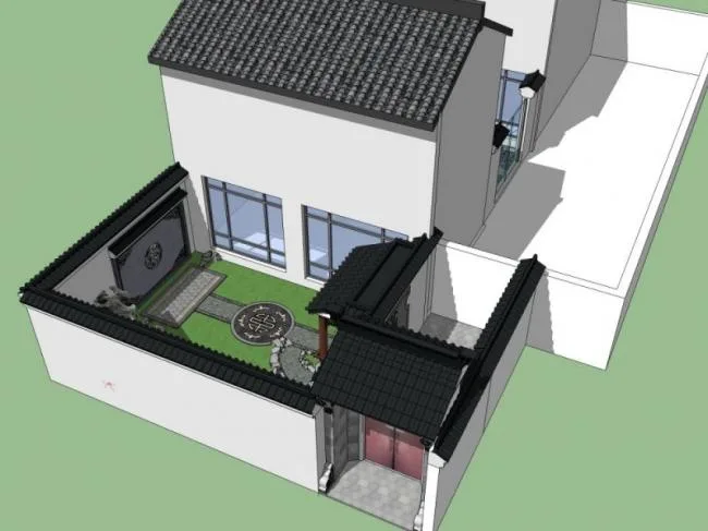 Sketchup Landscape Model | Villa Landscape, Courtyard Landscape, Chinese Style