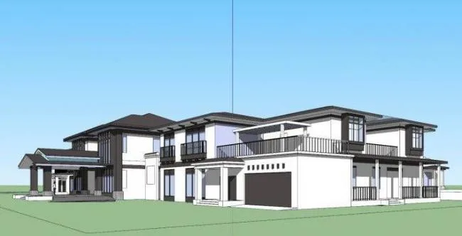 SketchUp Business Model: Multi-Story Clubhouse and Commercial Building in Chinese Style