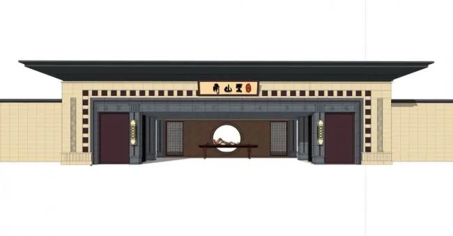 SketchUp Material Models: Entrance Gates in New Chinese and New Asian Styles