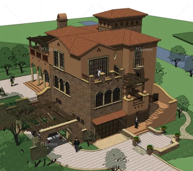 Sketchup Villa Model | Solo Villa, Spring Bay, Spanish Style, Classical Style