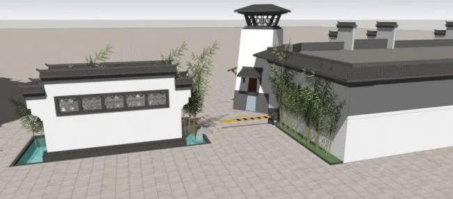 Sketchup Sketch Model | Gate, Chinese Style, Sketch