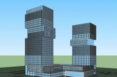 Modern Super High-Rise Office Building SketchUp Model-BIM WORLD