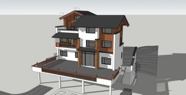 Sketchup Villa Model | Single Family Villa Cluster, Chinese Style