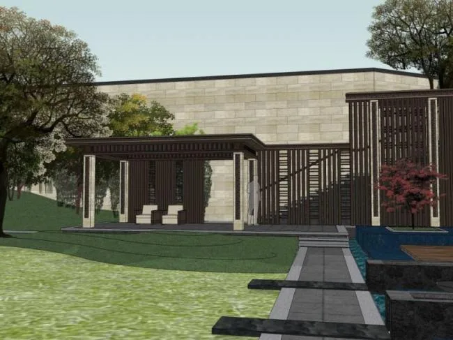 Sketchup Landscape Model | Courtyard Landscape, Classical Style