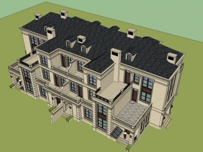Sketchup Villa Model | Twin Villa, Modern Style