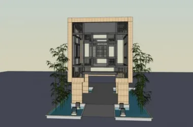 Modern Pavilion Sketch Model in SketchUp-BIM WORLD