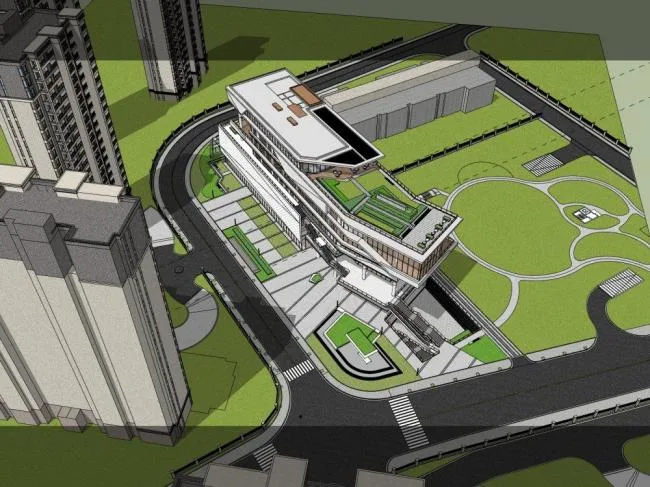 Sketchup Cultural Model | Multi story Community Activity Center, Modern Style, Cultural Architecture