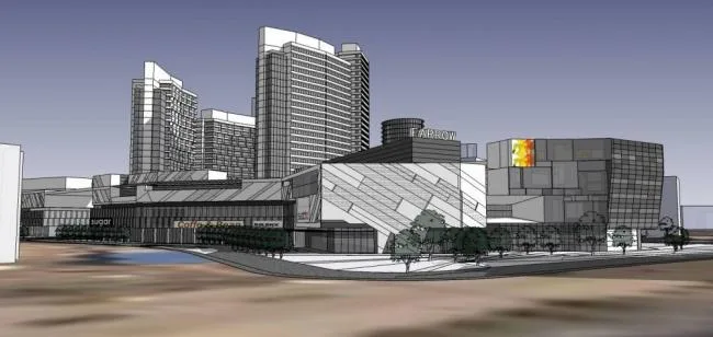 SketchUp Residential Model: Modern High-Rise Living with Multi-Story Mall and Commercial Podium