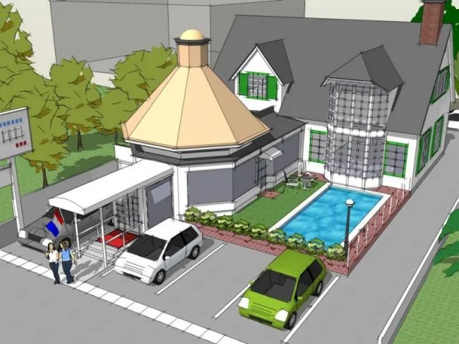 Sketchup Villa Model | Solo Villa, Modern Style