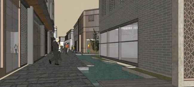 Sketchup Business Model | Multi-story Commercial Street, New Chinese Style