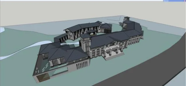 Sketchup Business Model | Multi story Commercial Club, Modern Chinese Style