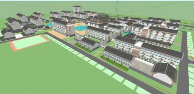 Sketchup Hospital Model | Retirement Center, Modern Style