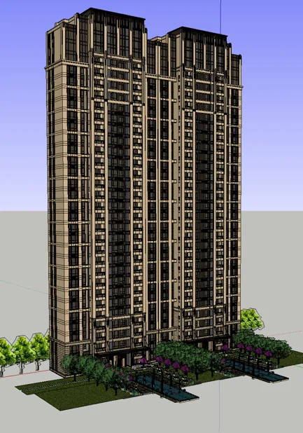 Sketchup Residential Model | High rise, Residential, Jindi Dongyu, Neoclassical Style, Residential Building