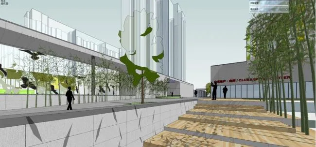 Sketchup Business Model | Multi story clubhouse, commercial building, modern style