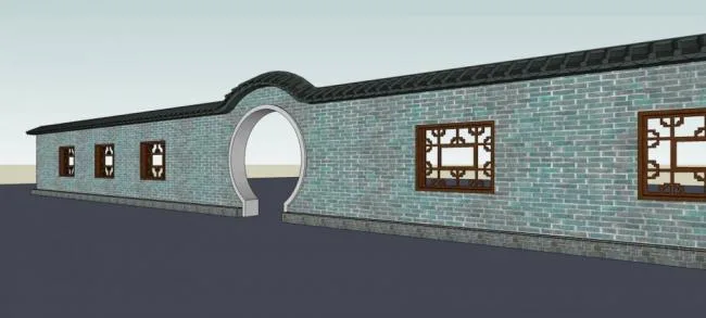 Sketchup Material Model | Wall, Landscape, Entrance, Chinese Style, Architectural Components