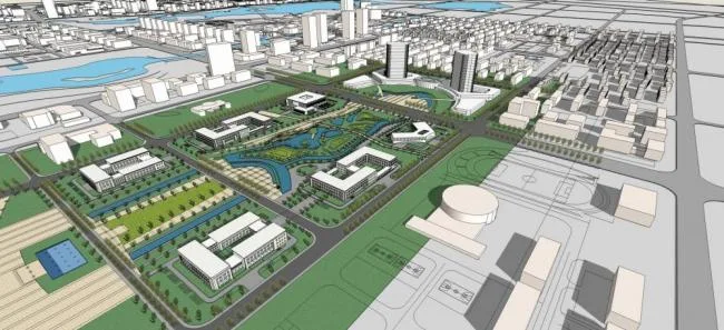 Sketchup Planning Model | Urban Planning, Modern Style, Industrial Plants, Administrative Offices, Residential Buildings, Commercial Finance, Multi story High rise Mixed Use