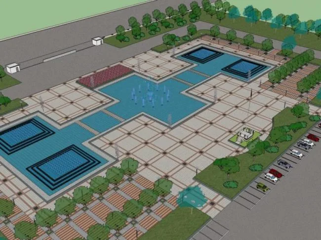 Sketchup Landscape Model | Square Landscape, Modern Style