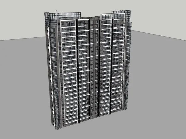 Sketchup Residential Model | High rise residential building, modern style, 24 floors
