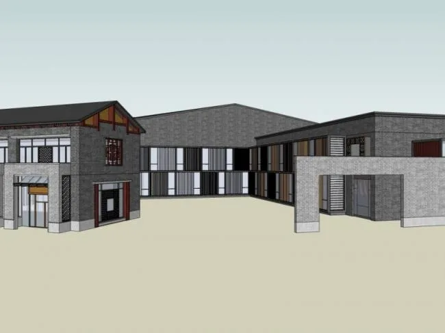 Sketchup Cultural Model | Multi-story Cultural Center, Cultural Architecture, Chinese Style