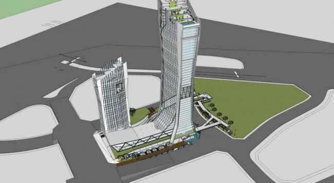 Sketchup office model | Super high-rise hotel office, modern style