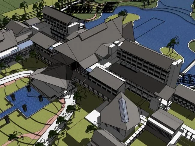 Sketchup Hotel Model | Multi story Hotel, Chinese Style, Shenzhen Yinxiu Shanju Hotel