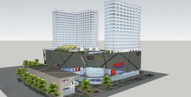Sketchup Complex Model | Multi story Commercial Complex, Residential, Modern Style