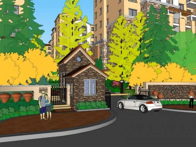 Sketchup Landscape Model | Entrance Landscape of the Community, Spanish Style, Classical Style