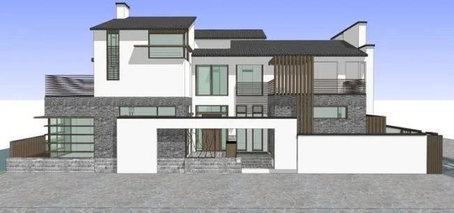 Sketchup Villa Model | Row Villa, Zhujiajiao Residence, New Chinese Style