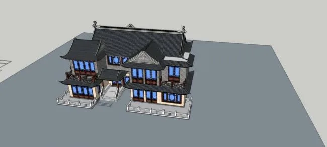 Sketchup Villa Model | Solo Villa, Chinese Style, Residential Building, Multi story