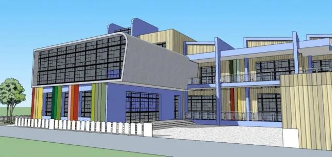 Sketchup School Model | Multi-story Kindergarten, School, Educational Building, Children's Playground, Modern Style
