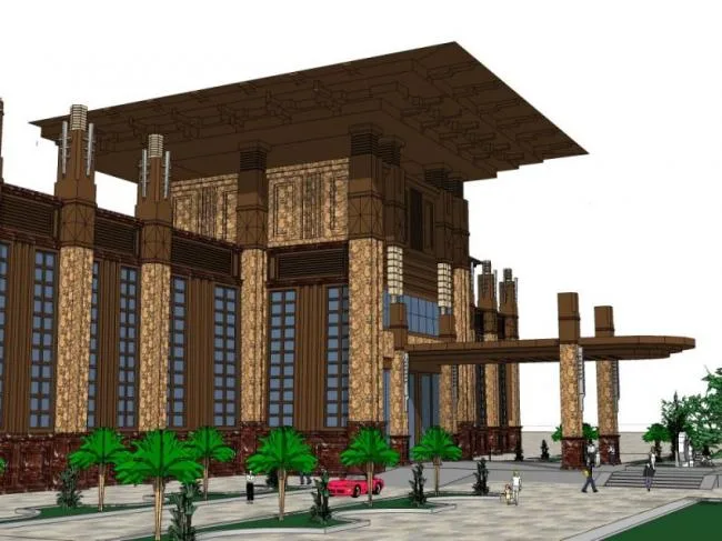 Sketchup Business Model | Low rise Clubhouse, Modern Chinese Style