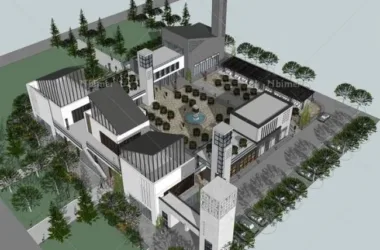 SketchUp Business Model: Multi-Story Food and Pedestrian Street Featuring New Chinese Style-BIM WORLD