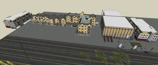 Sketchup Business Model | Multi story Commercial Street, Modern Style