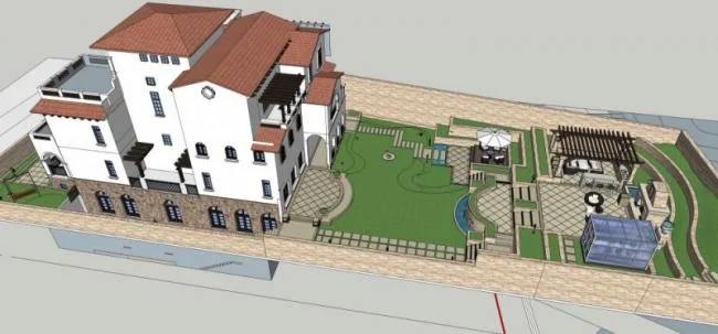 Sketchup Landscape Model | Villa Courtyard Landscape, Classical Style